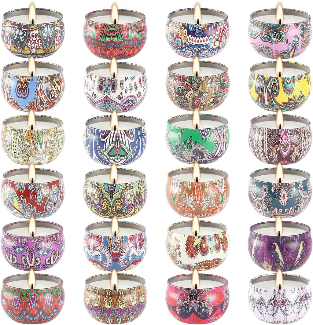 WPONSZU 24-Pack Scented Candles Gift Set - Soy Wax Travel Tin Jars 2.5 oz