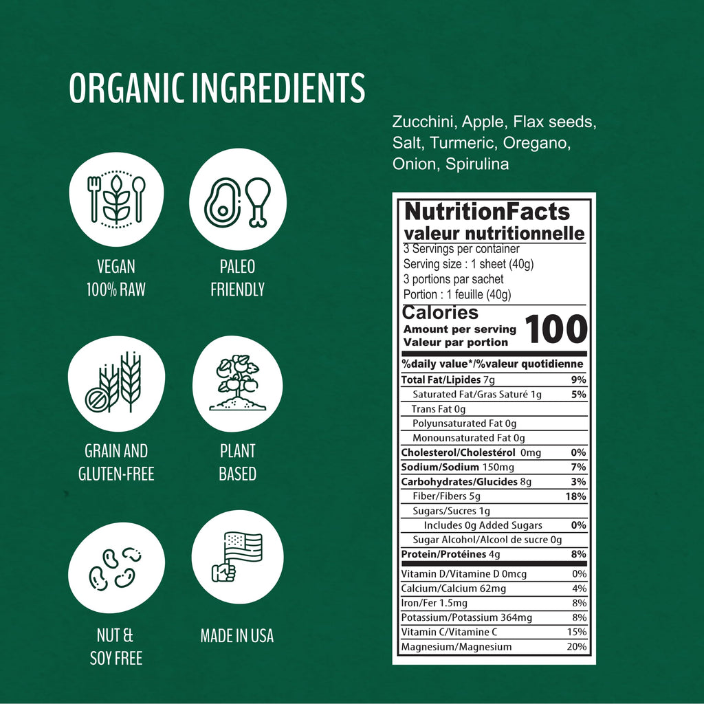 WrawP Organic Veggie Wrap – Spirulina, Gluten Free & Plant-Based (1 Pack)