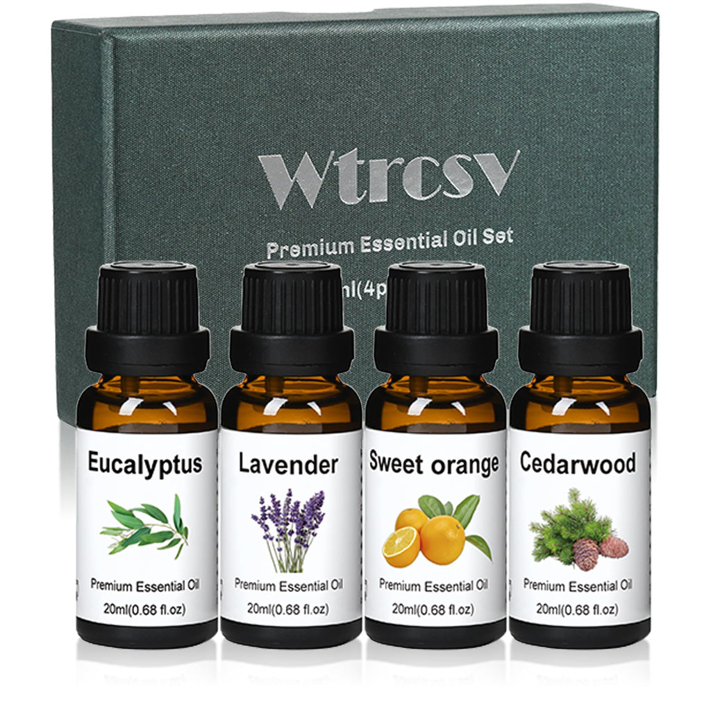 Wtrcsv Essential Oils Set – Eucalyptus, Lavender, Cedarwood & Sweet Orange | Diffuser & DIY Projects