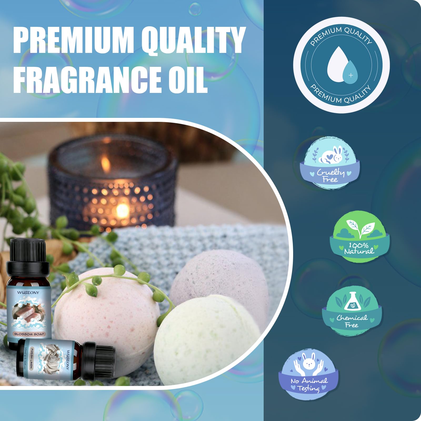 WUSEONY Clean Fragrance Oils Set – Premium Diffuser Essential Oils