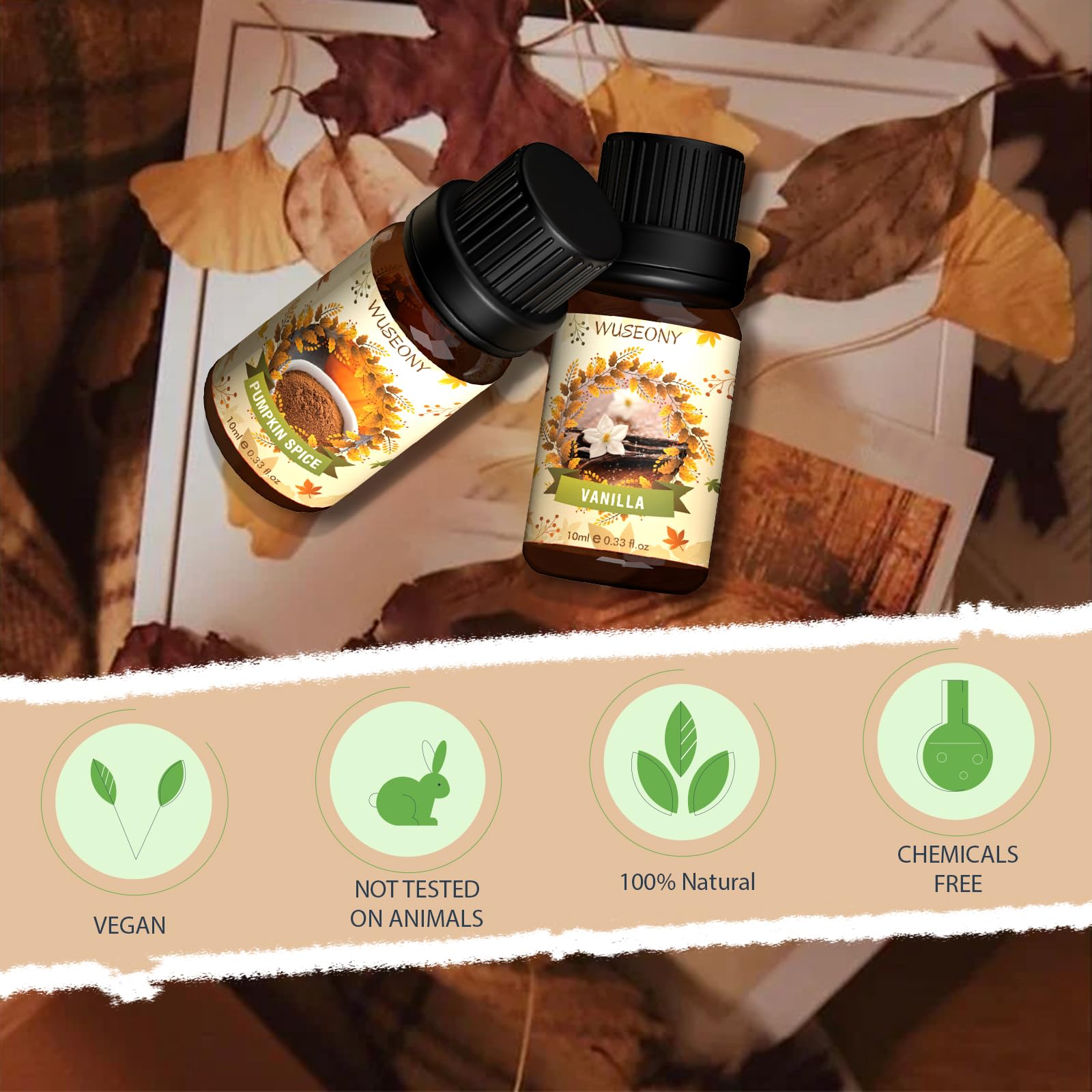 WUSEONY Fall Essential Oil Set - 6x10ml for Diffusers & Aromatherapy