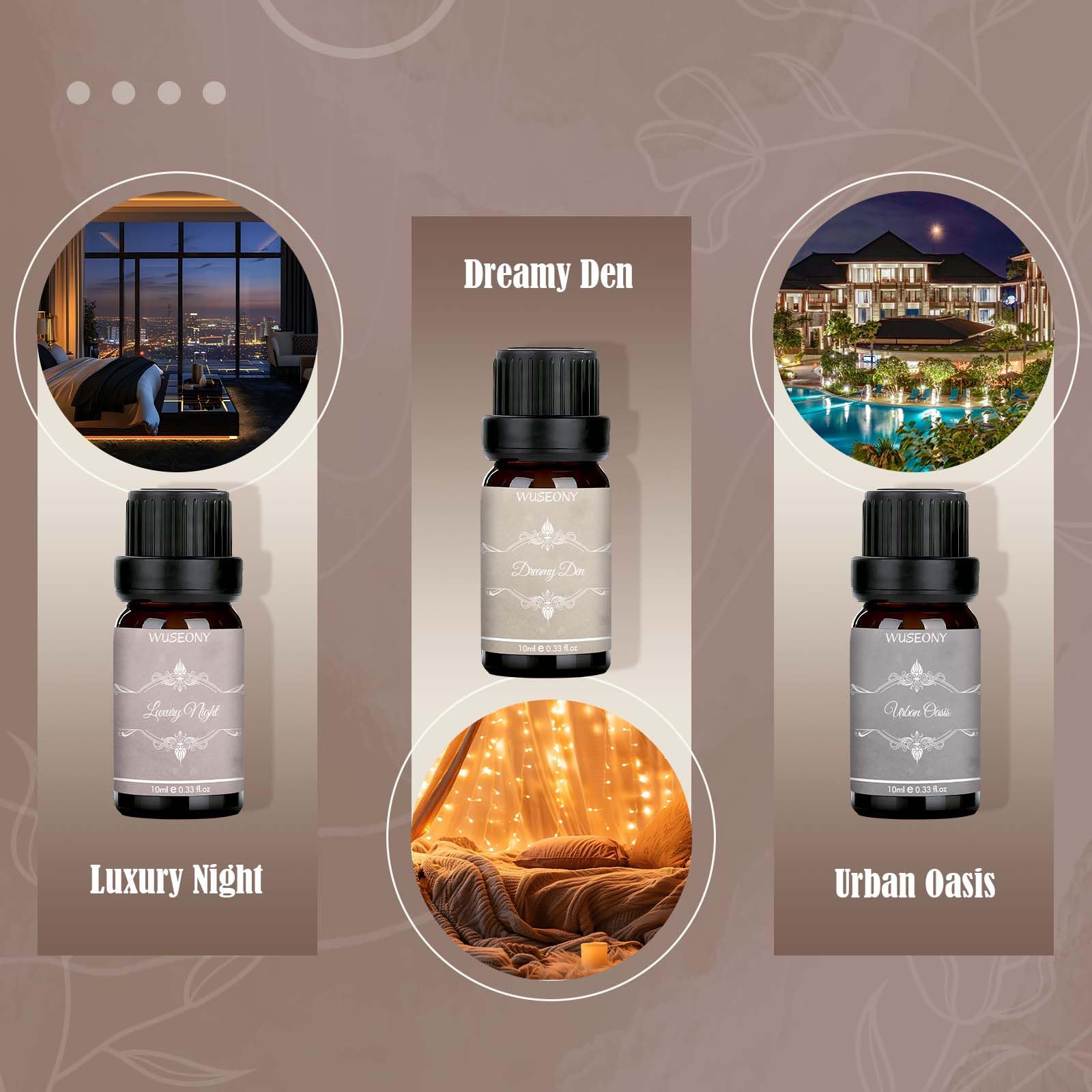 WUSEONY Hotel Diffuser Oils Gift Set – Luxury Aromatherapy for Home