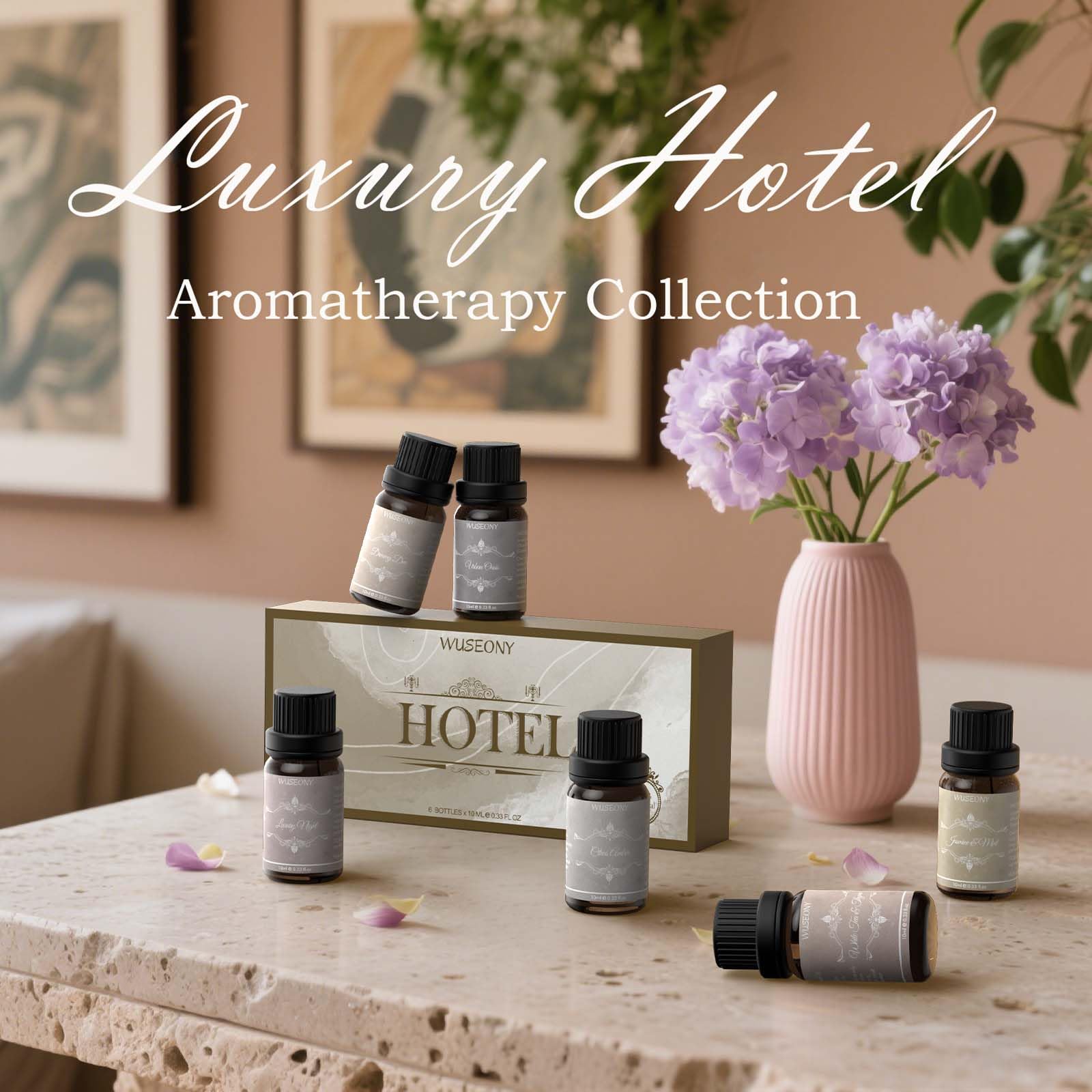WUSEONY Hotel Diffuser Oils Gift Set – Luxury Aromatherapy for Home