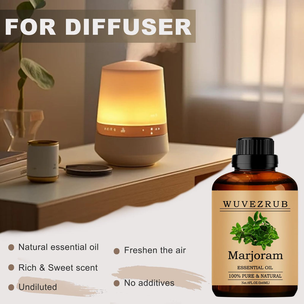 Marjoram Essential Oil 240ML – 100% Pure & Natural for Aromatherapy Diffuser – 8 Fl Oz