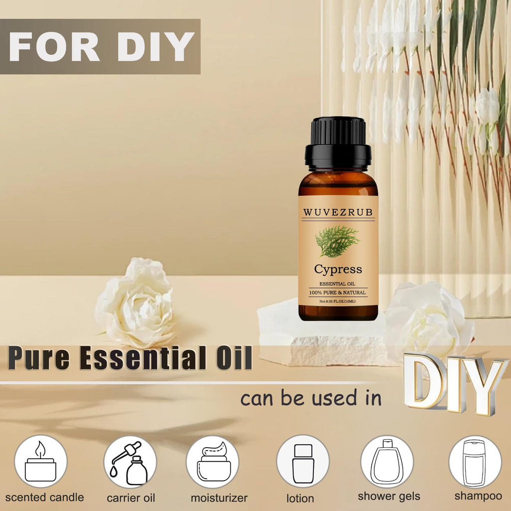 Wuvezrub Cypress Essential Oil 10ML – Organic 100% Pure & Natural for Aromatherapy Diffuser | 0.33 fl oz