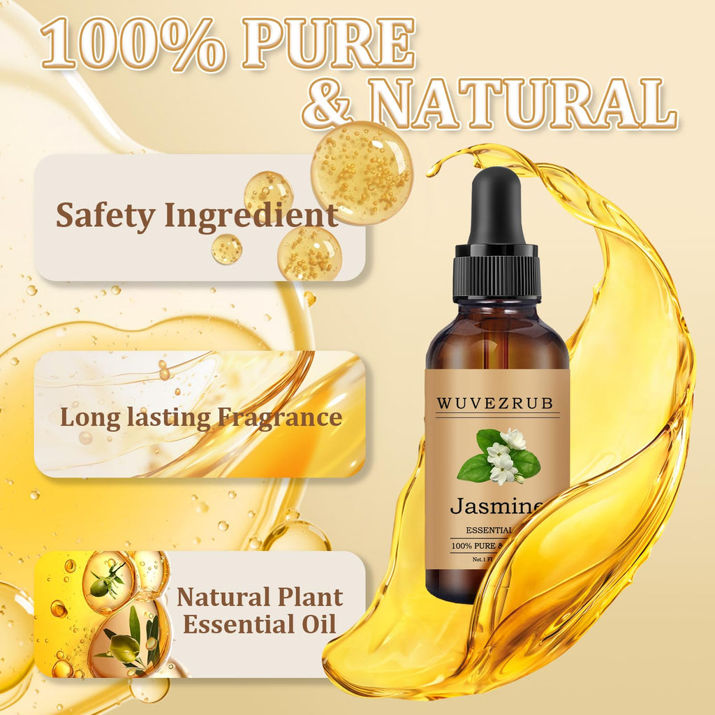 Wuvezrub Jasmine Essential Oil 30ML – Pure & Natural for Aromatherapy Diffusers | 1 Fl Oz