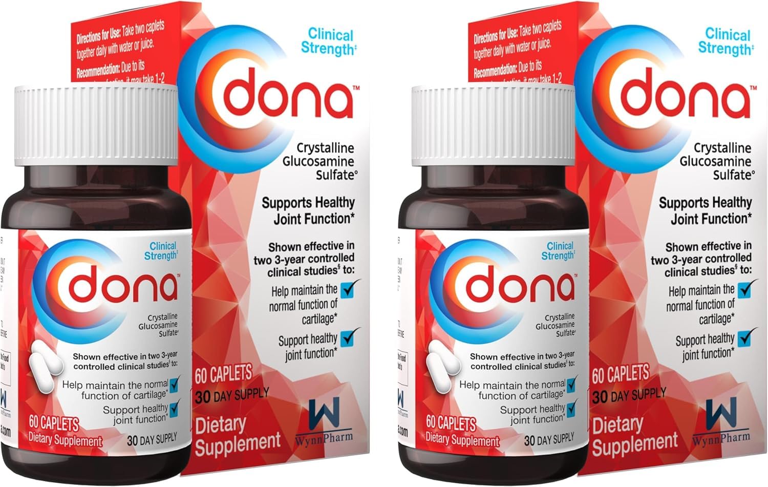 WynnPharm Dona Crystalline Glucosamine Sulfate 750 mg – Joint Health & Knee Comfort, 60 Count (2 Pack)