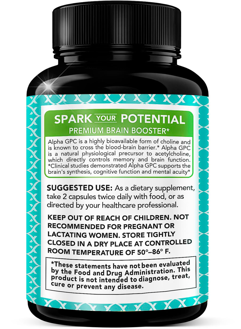 Alpha GPC Choline Supplement 600mg | 180 Veggie Capsules | High-Purity, Bioavailable Nootropic | X Gold Health