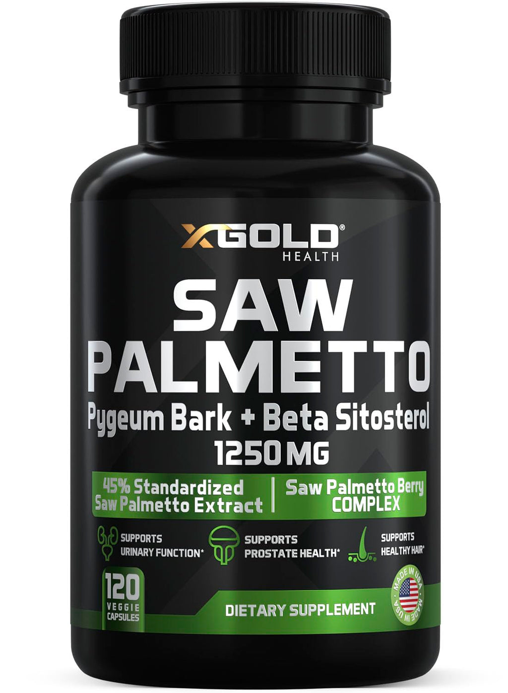 X Gold Health Saw Palmetto Prostate Supplement for Men | 3X Potent Formula | Made in USA