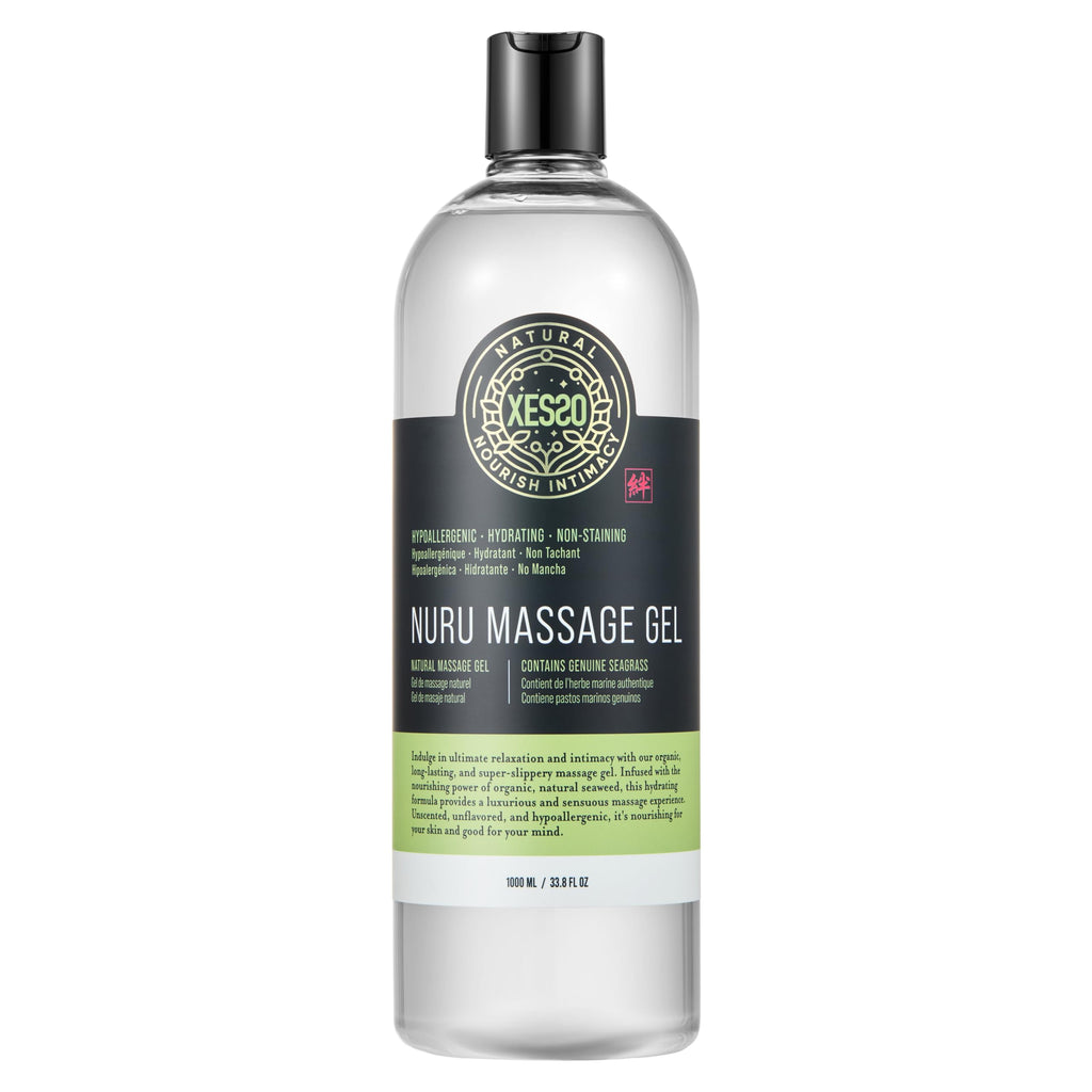XESSO Nuru Massage Therapy Gel 33.8 oz – Water-Based, Unscented, Non-Staining, Seaweed & Grape Seed Extract, Made in USA