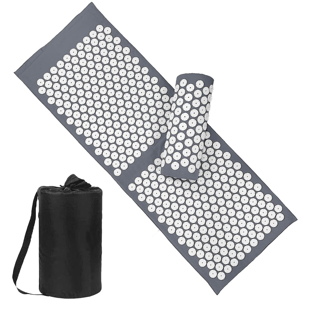 XiaoMaGe Acupressure Mat & Pillow Set – Gray, Back Pain Relief