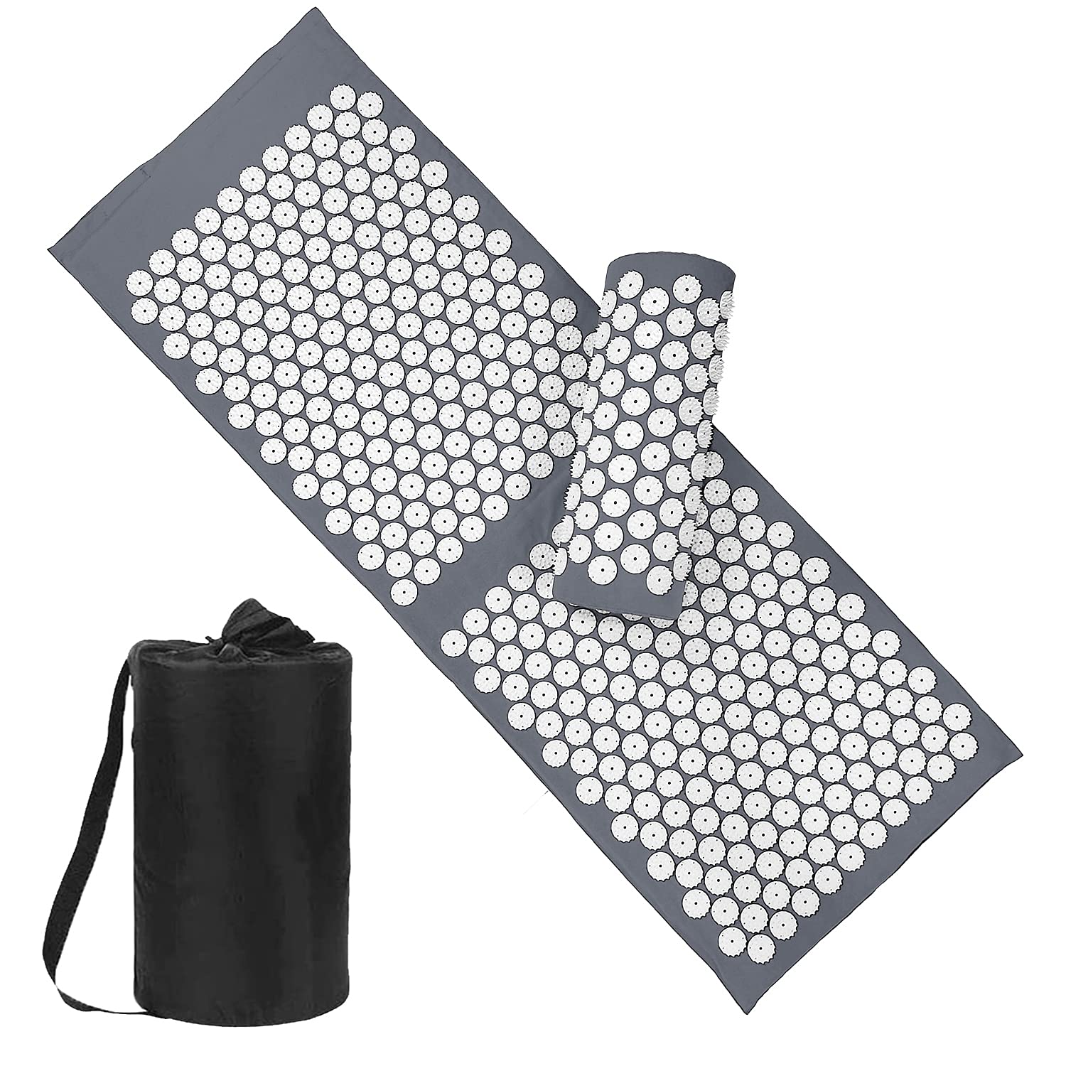 XiaoMaGe Acupressure Mat & Pillow Set – Gray, Back Pain Relief