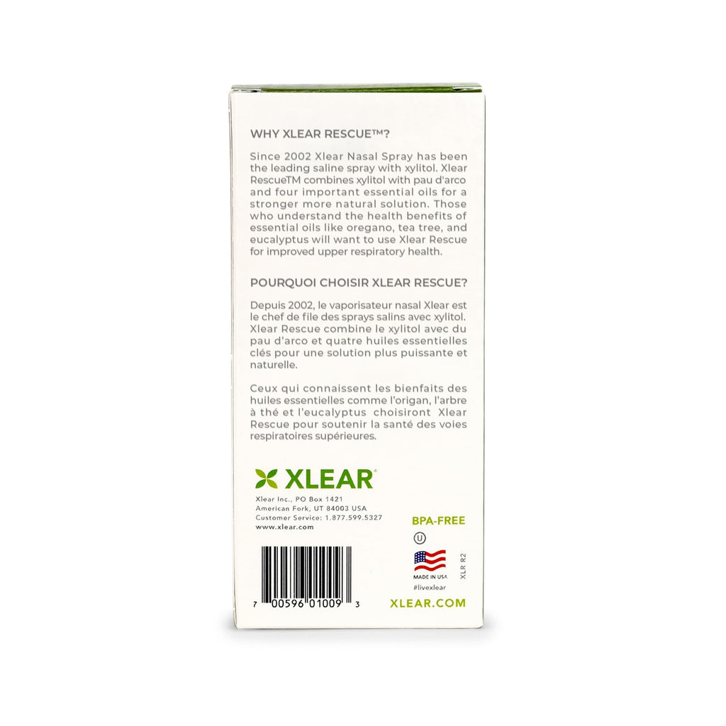 Xlear Rescue Natural Nasal Spray with Xylitol, Oregano & Tea Tree – 1.5 fl oz