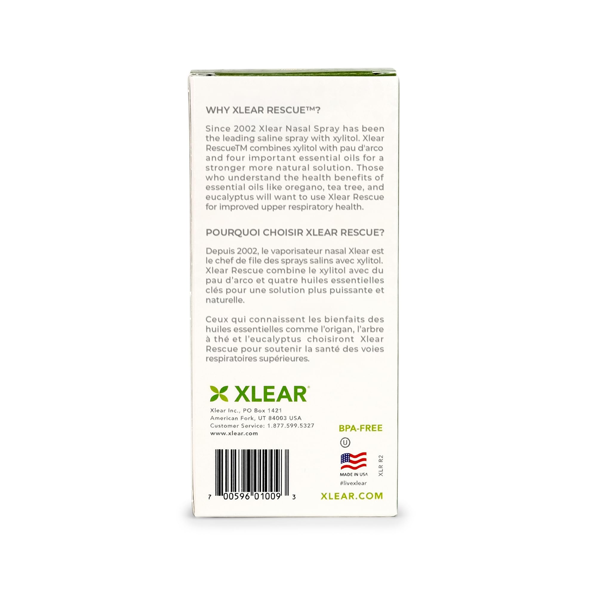 Xlear Rescue Natural Nasal Spray with Xylitol, Oregano & Tea Tree – 1.5 fl oz