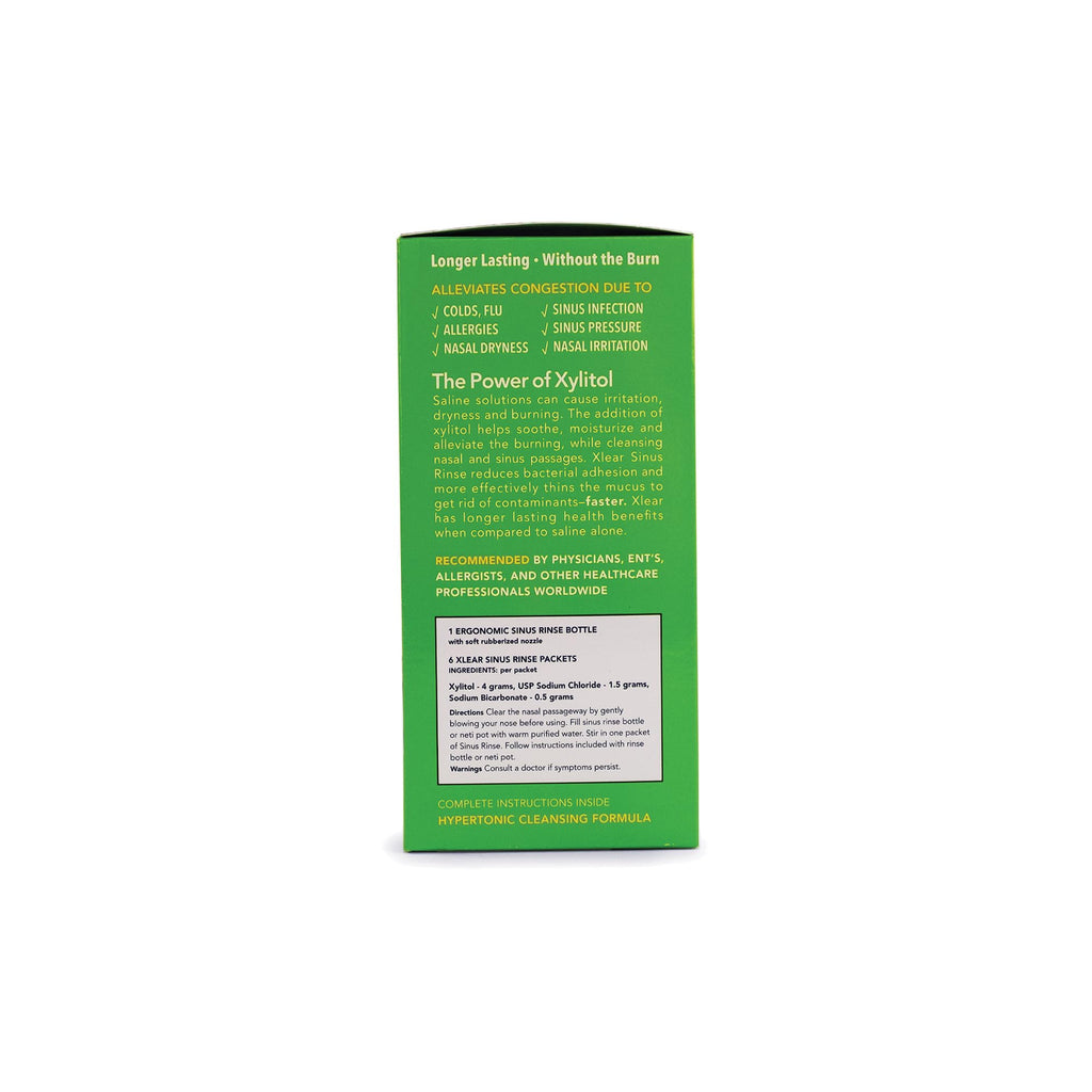 Xlear Natural Xylitol Nasal Irrigation System – 6 Saline Packets + Sinus Rinse Bottle