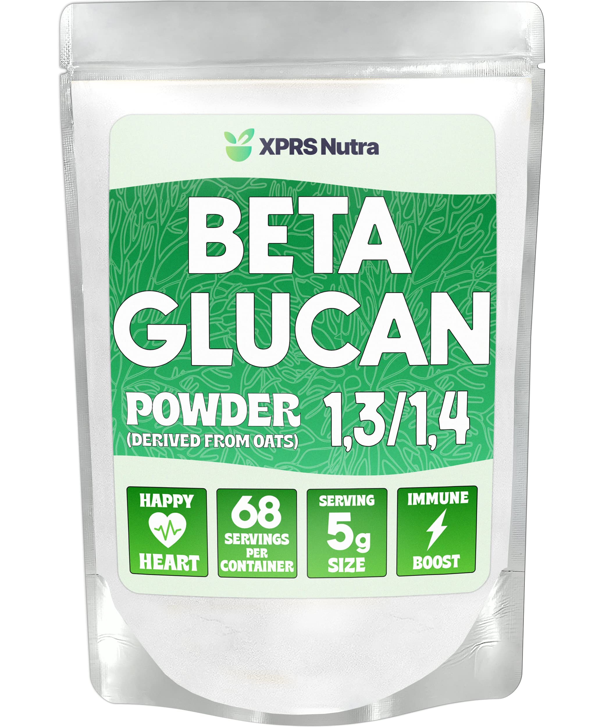 XPRS Nutra Beta Glucan Powder – Pure Unflavored Oat Beta Glucan, Non-GMO, Vegan, 12 oz