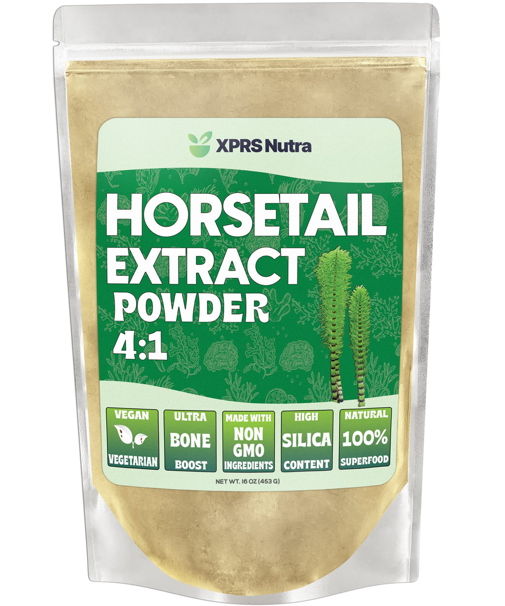 XPRS Nutra Horsetail Extract Powder – High Potency Silica for Hair, Nails & Bones – Vegan, 16 oz