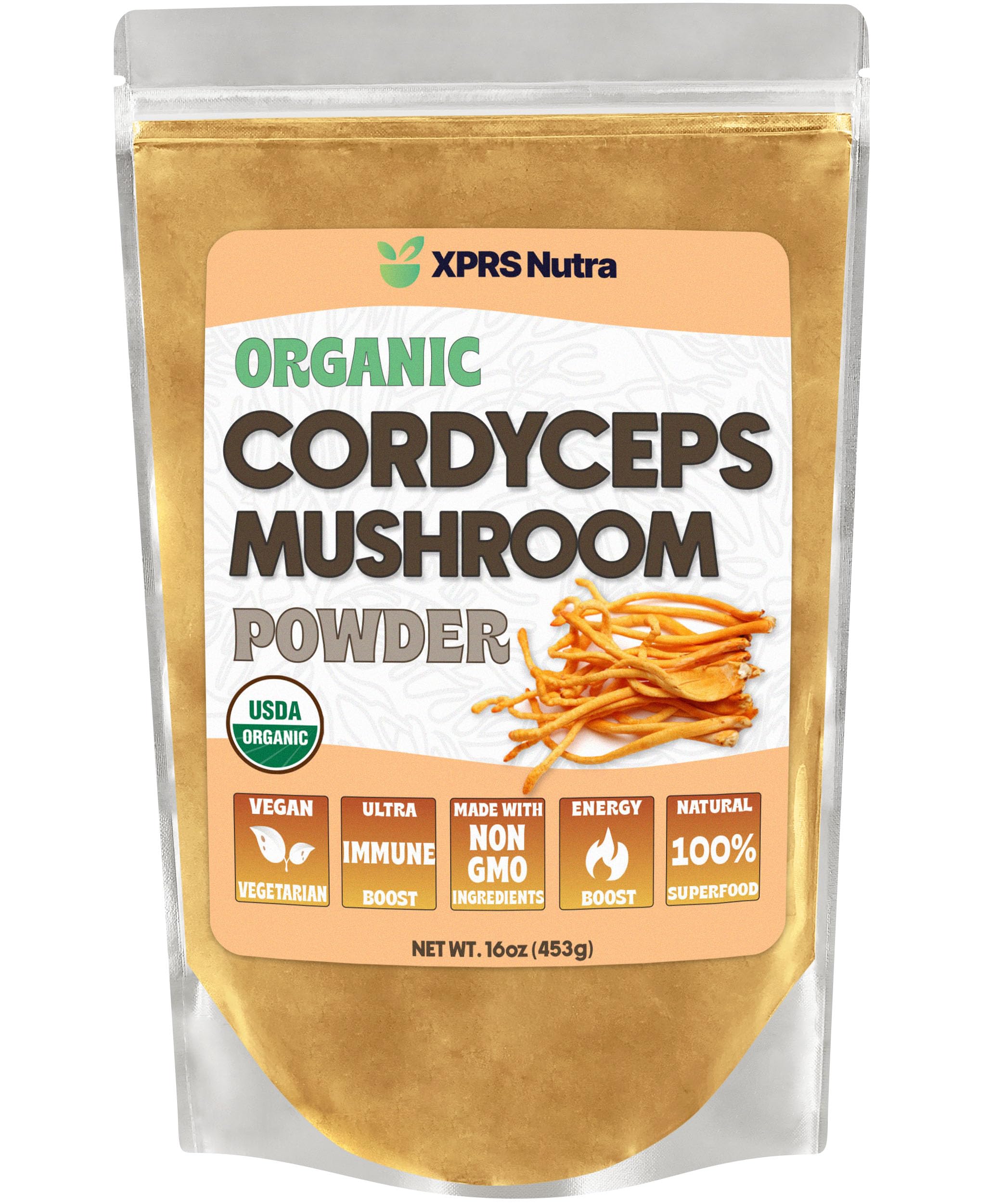 XPRS Nutra Organic Cordyceps Mushroom Powder – Energy & Immune Support (16 oz)