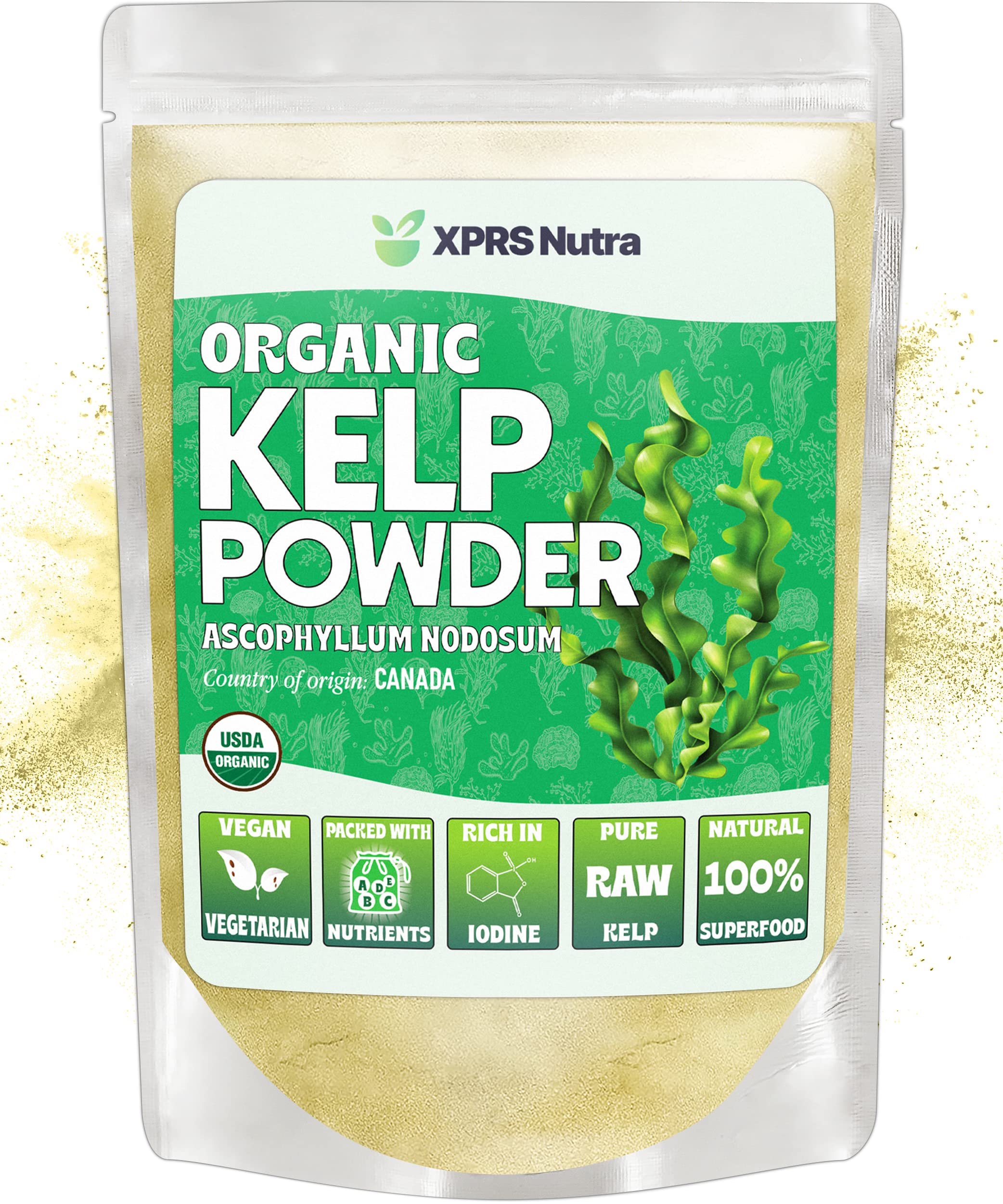 XPRS Nutra Organic Kelp Powder (Ascophyllum Nodosum) – Seaweed Powder with Iodine, Vitamins & Minerals | 4 oz