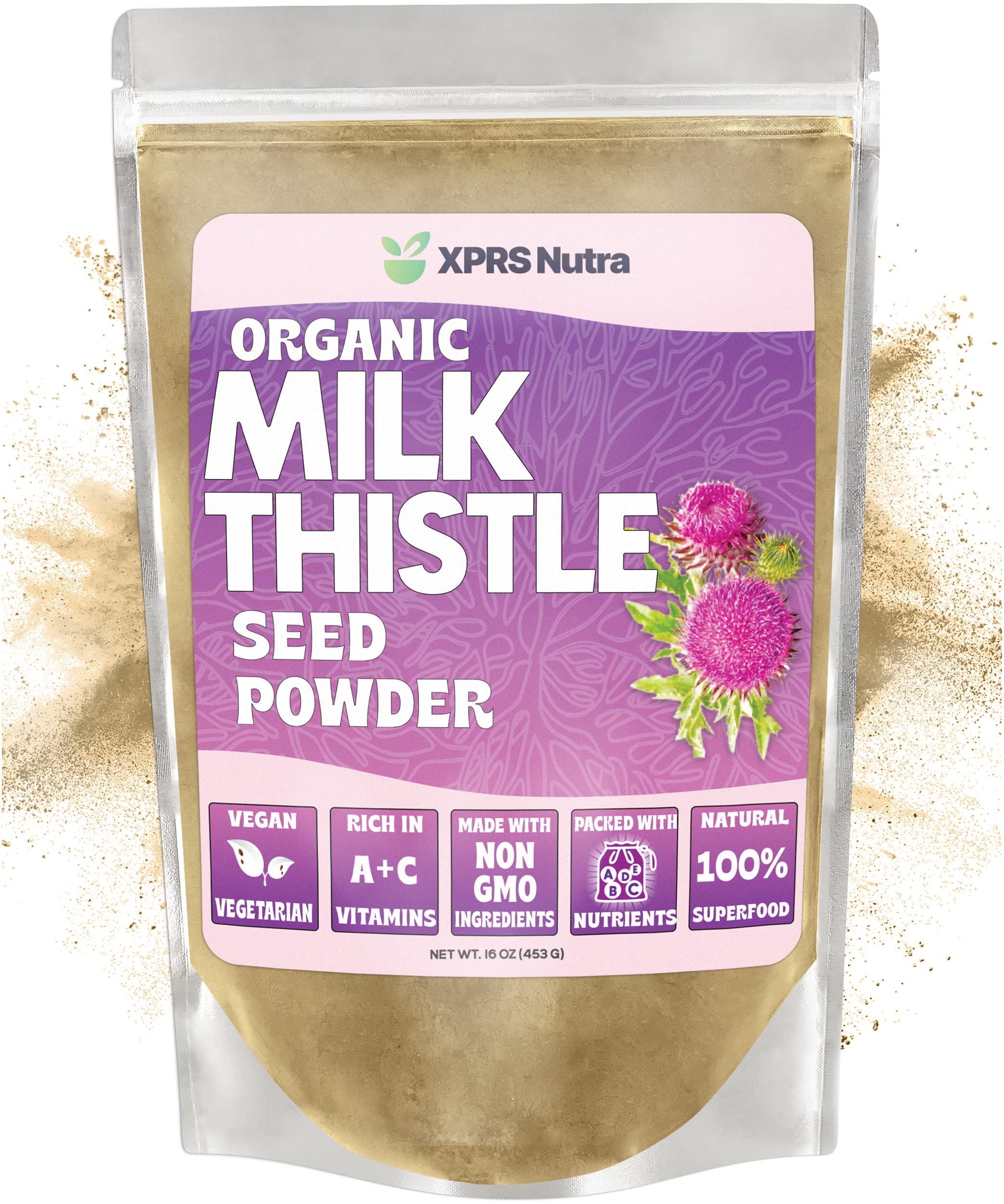 XPRS Nutra Organic Milk Thistle Seed Powder 16oz – Silymarin & Antioxidants