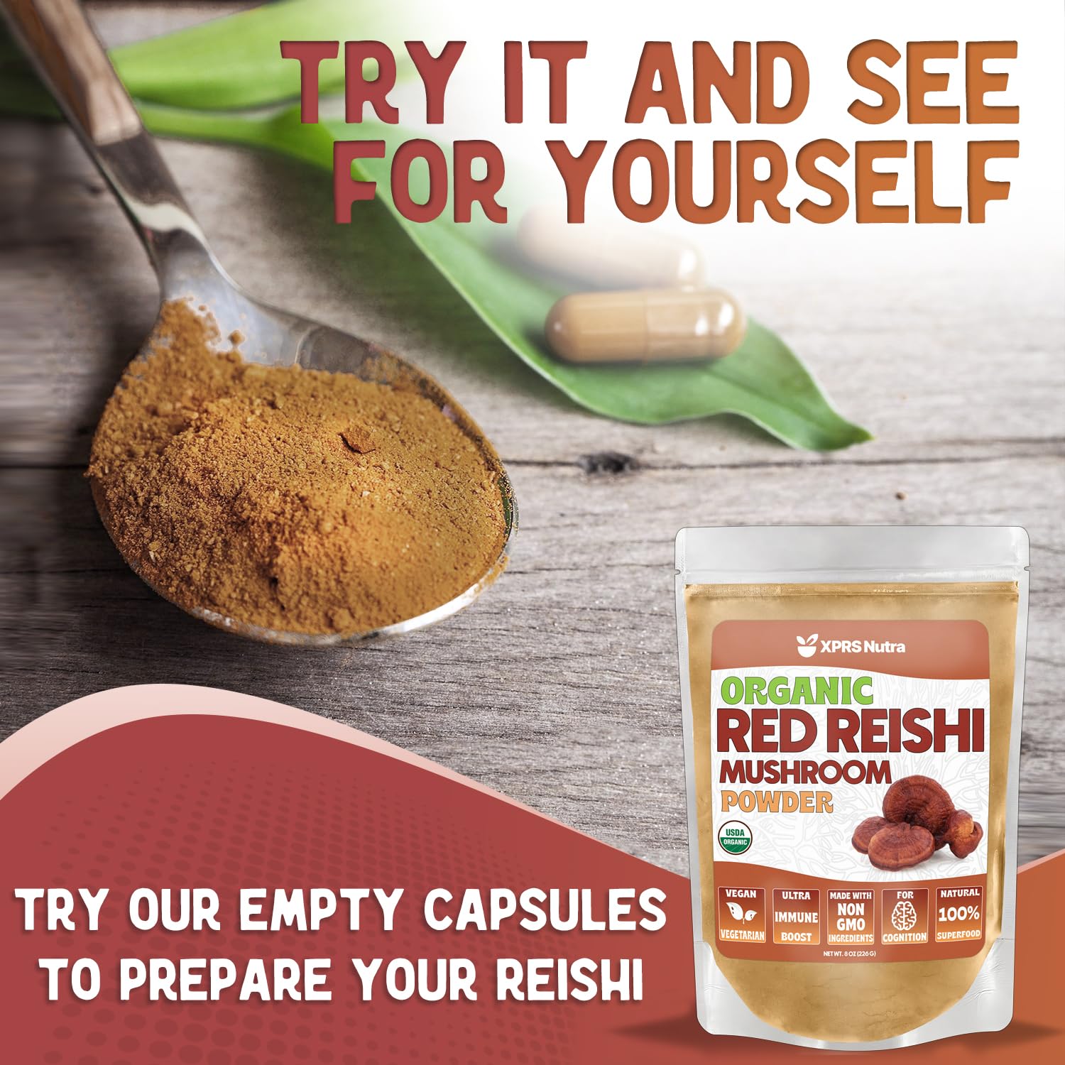 XPRS Nutra Organic Red Reishi Powder 4oz – Cognition & Energy (Vegan)