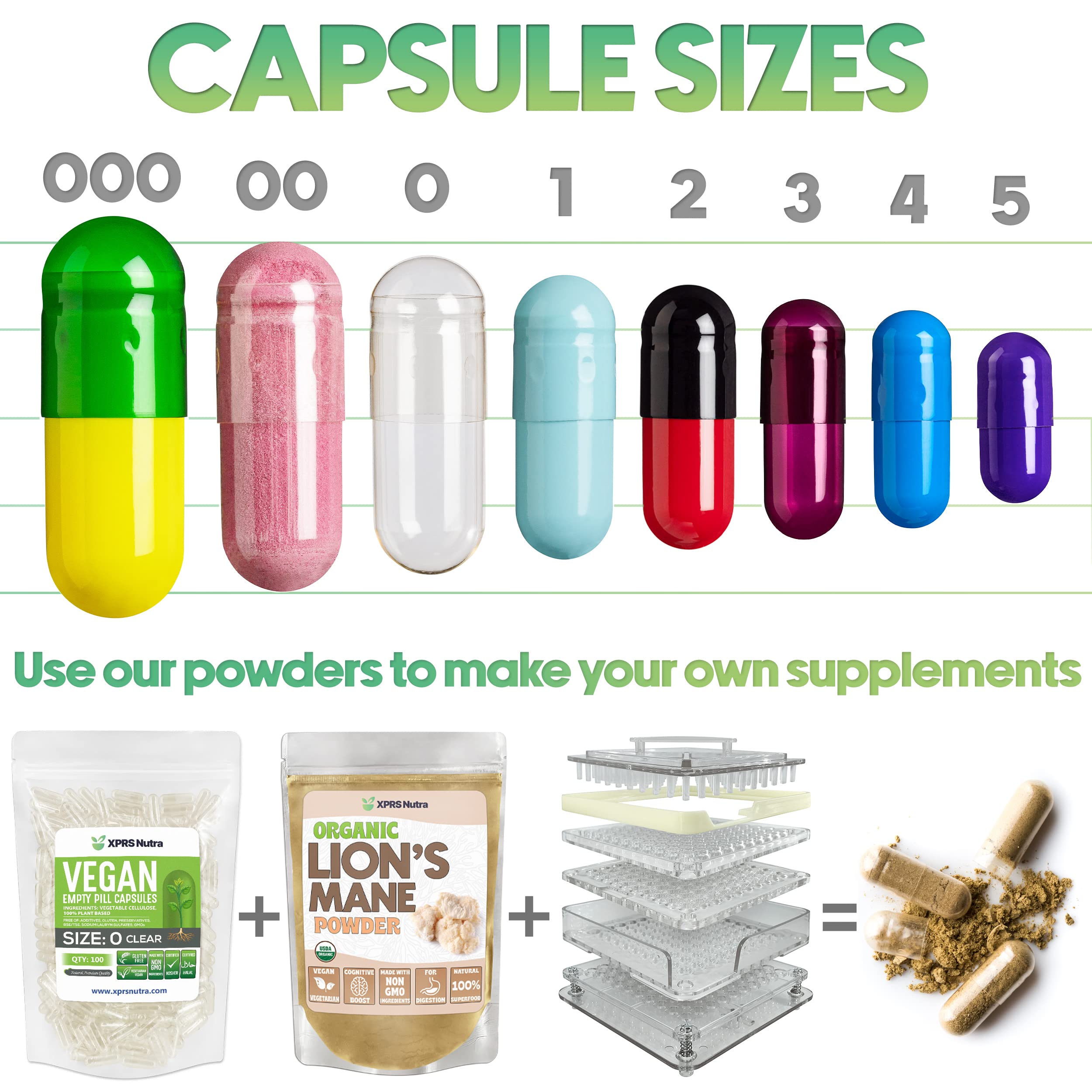 XPRS Nutra Size 1 Empty Gelatin Capsules - Enteric Coated, 1000 Count