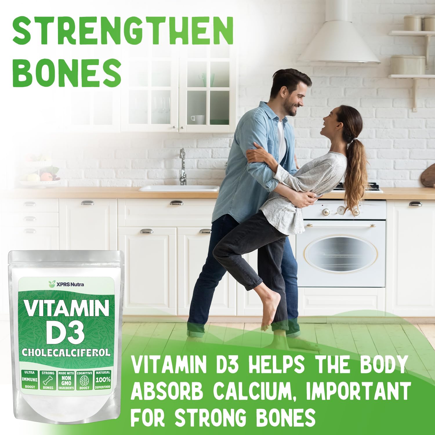 XPRS Nutra Vitamin D3 Powder (Cholecalciferol) - Unflavored 8 oz Pack of 6
