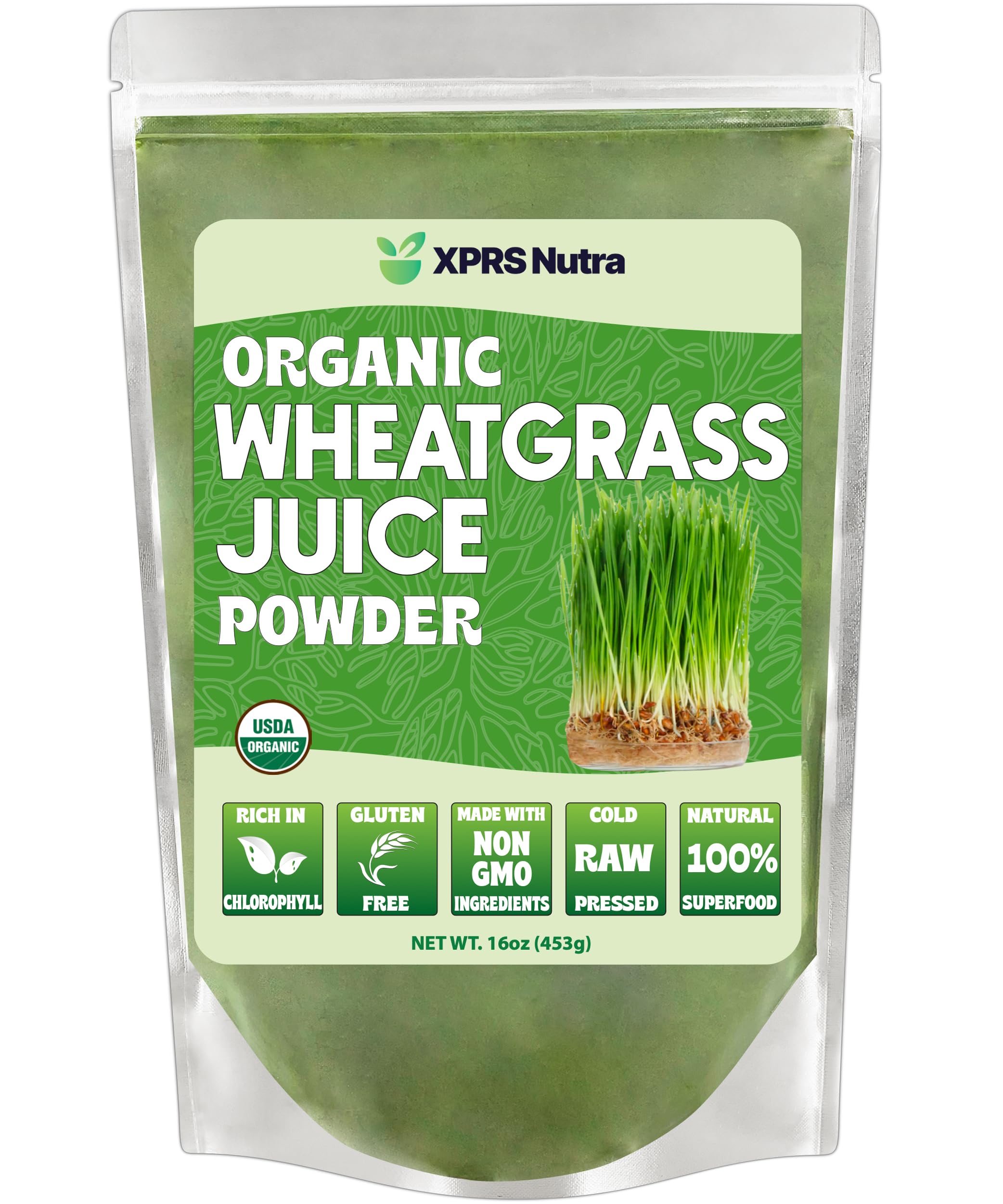 XPRS Nutra Organic Wheatgrass Juice Powder – Sustainably Grown – 16 oz