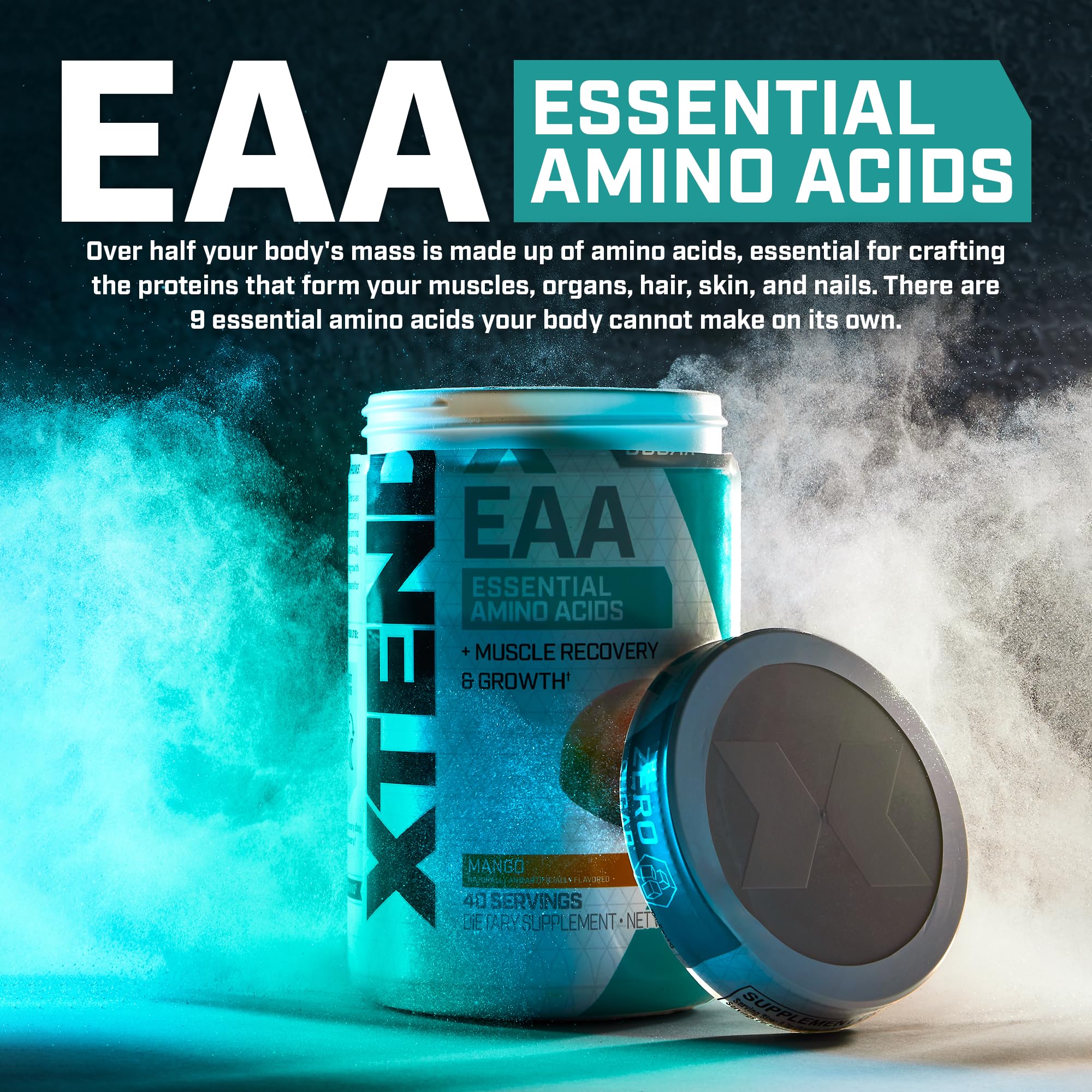 Xtend Scivation EAA + BCAA Powder - 9 Essential Amino Acids, 10g EAAs per 2 Servings, Blood Orange