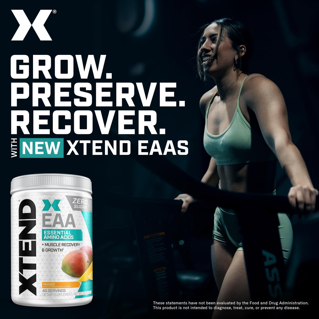 Xtend Scivation EAA + BCAA Powder - 9 Essential Amino Acids, 10g EAAs per 2 Servings, Mango, 40 Servings