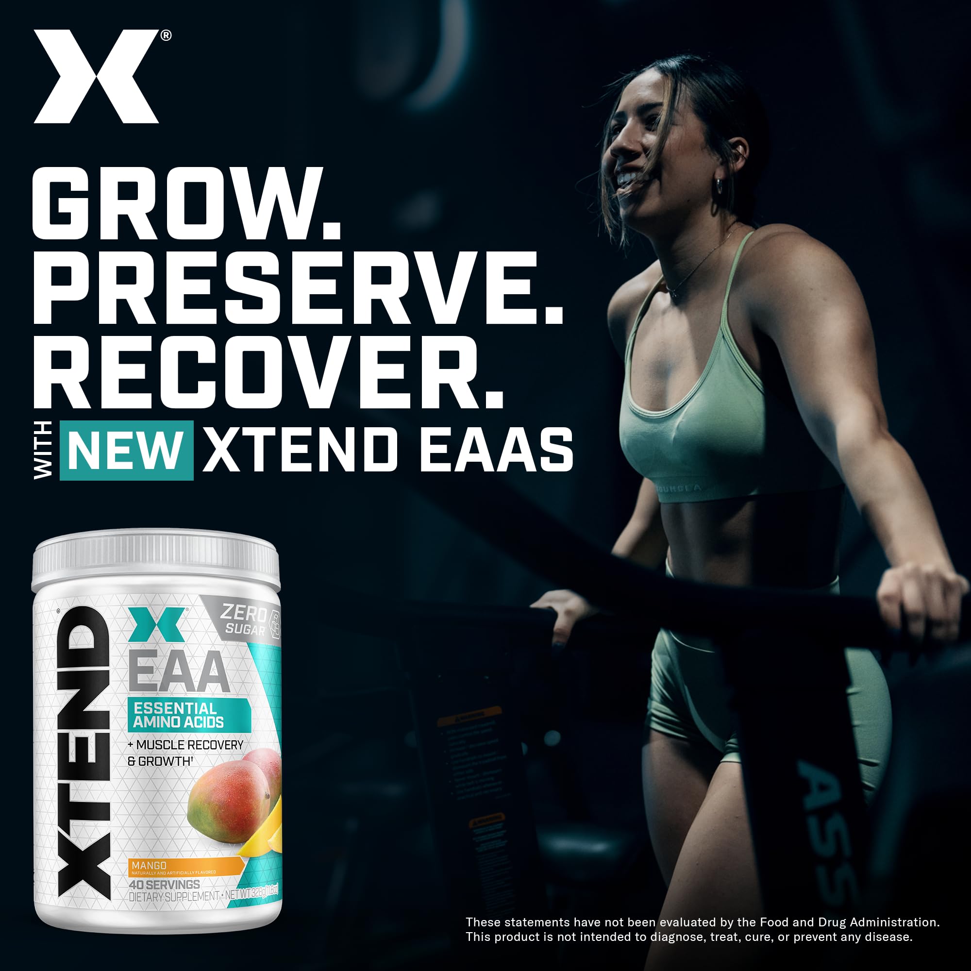 Xtend Scivation EAA + BCAA Powder - 9 Essential Amino Acids, 10g EAAs per 2 Servings, Mango, 40 Servings