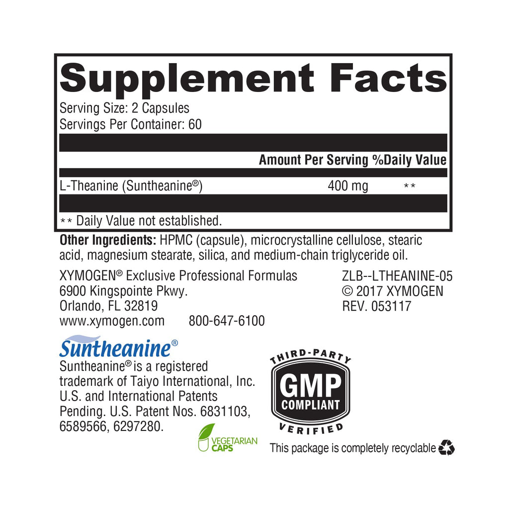 XYMOGEN L-Theanine – Suntheanine 400 mg per Serving | Calm, Relaxation & Focus