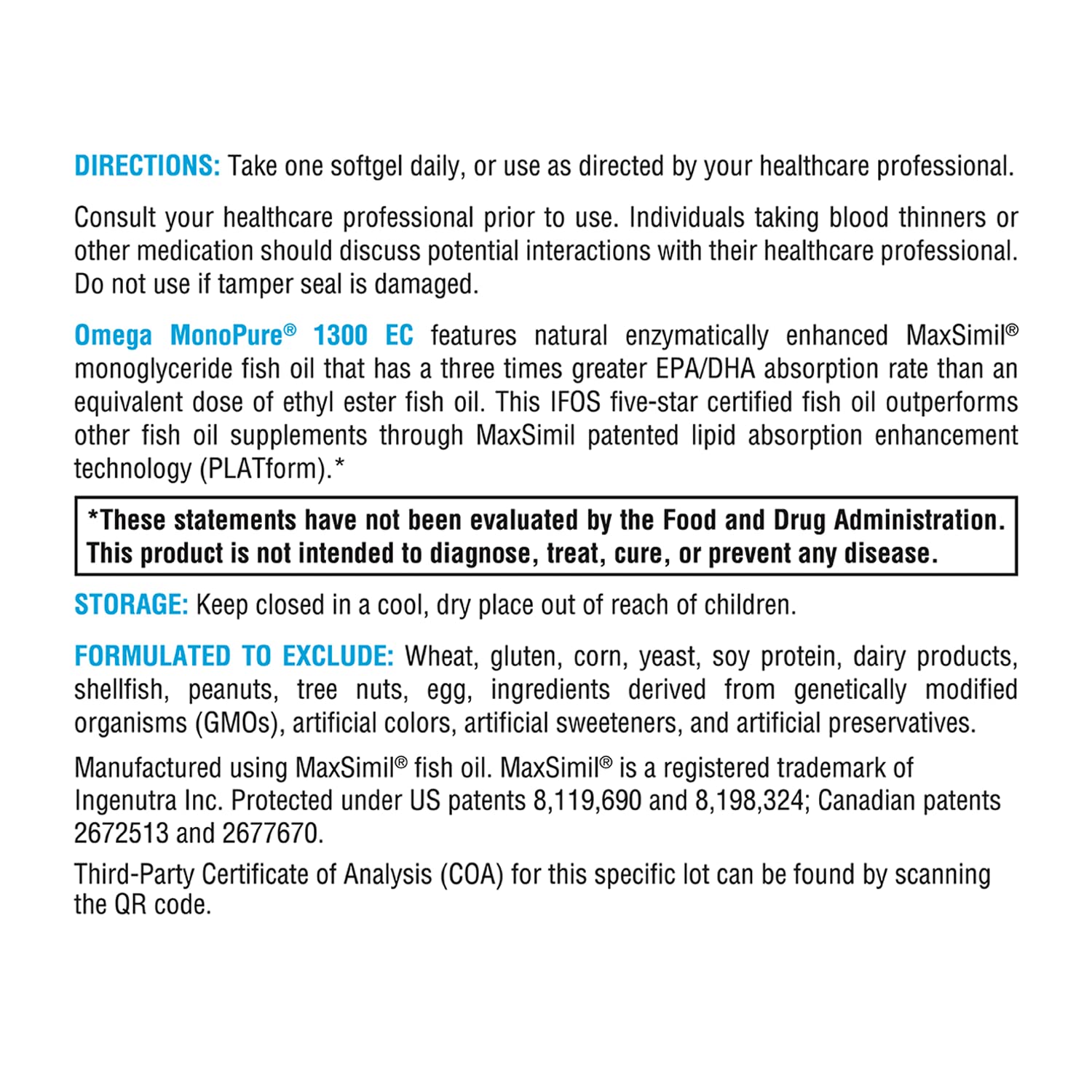 XYMOGEN Omega MonoPure 1300 EC — 3X Absorption DHA/EPA Omega-3 (60 Softgels)