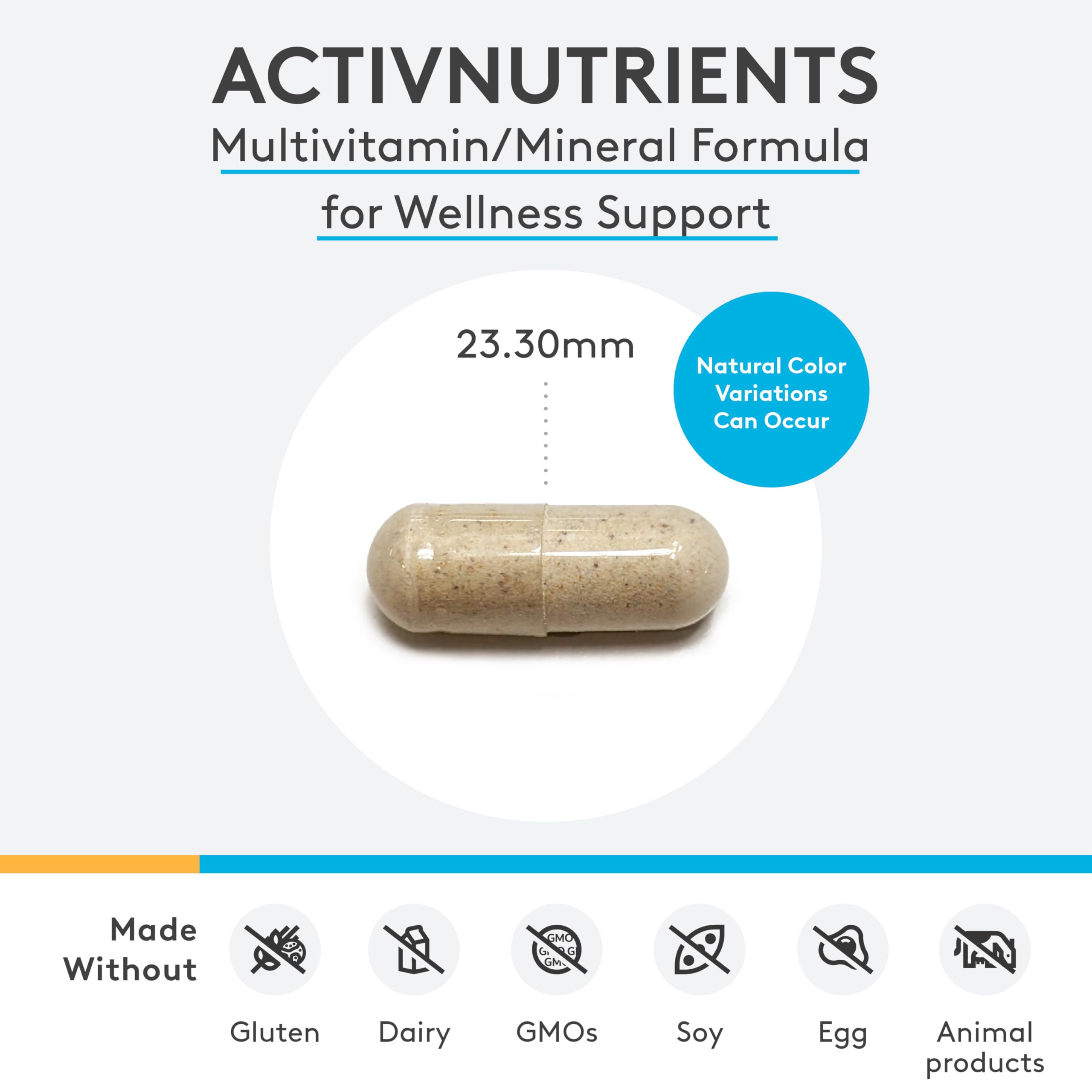 XYMOGEN ActivNutrients with Iron & Copper – Premium Multivitamin & Mineral for Wellness, Energy & Mood Support (120 Capsules)