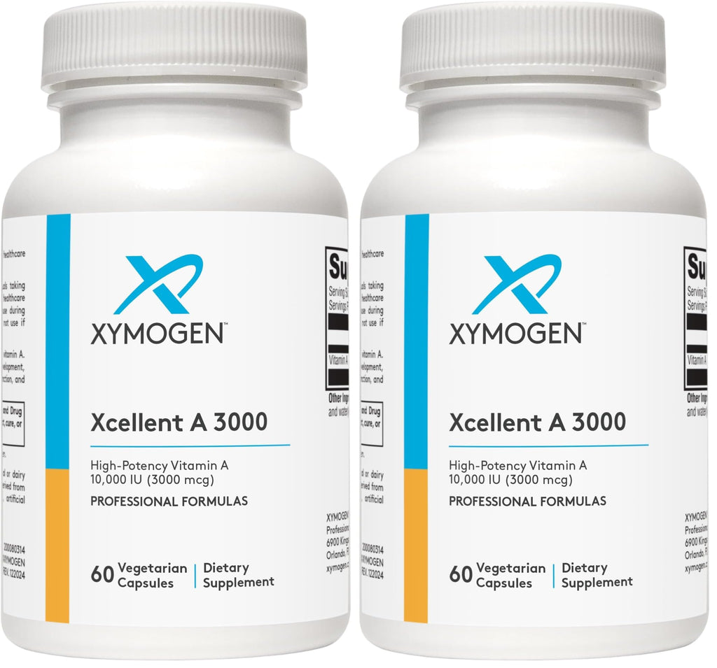 XYMOGEN Xcellent A 3000–10,000 IU Vitamin A (Retinyl Palmitate) - Immune & Skin Support, 60 Capsules Pack of 2