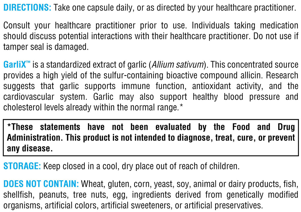 XYMOGEN GarliX - Ultra-Concentrated Garlic Supplement with Allicin & Alliin | 90 Capsules