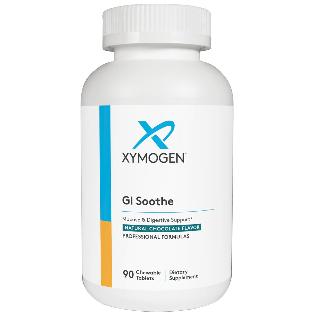 XYMOGEN Gut Health Supplements - GI Soothe Chocolate - Slippery Elm Bark, Licorice Root Extract & Marshmallow Root - Promote GI Lining Health, Mild Bloating Relief & Digestive Comfort (90 Tablets)