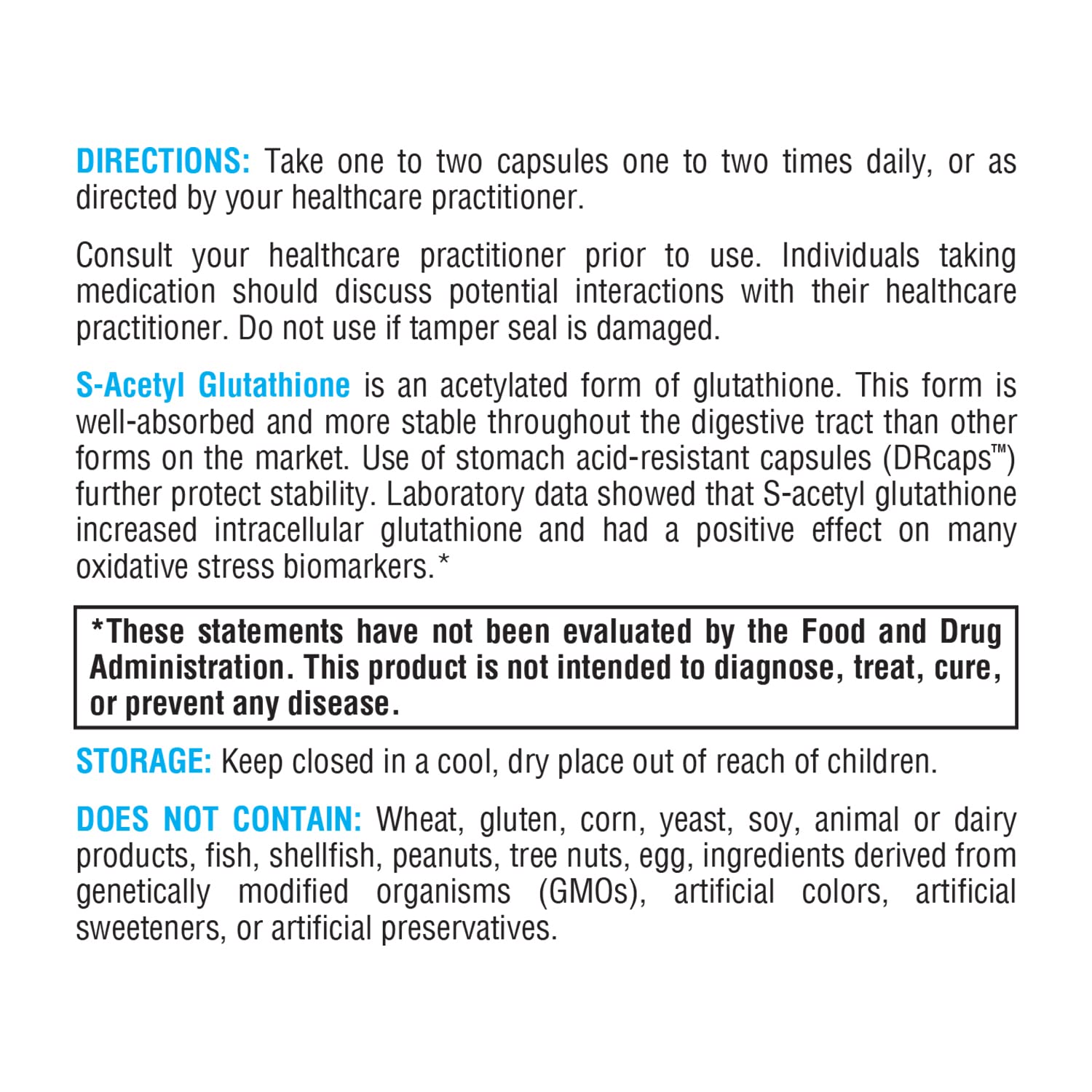 XYMOGEN S Acetyl Glutathione – Superior Absorption, Acid-Resistant DRcaps Capsules (120 Capsules)