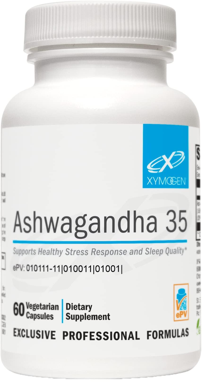 XYMOGEN Ashwagandha 35% Withanolide Glycosides – Purified Root+Leaf Extract (60 Capsules)