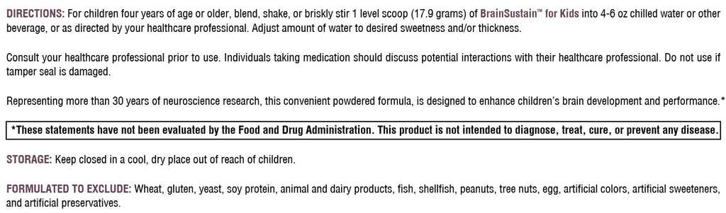 XYMOGEN BrainSustain for Kids – Focus Support with NAC, ALA & DHA | Non-GMO, Gluten & Dairy-Free (9.47 oz)