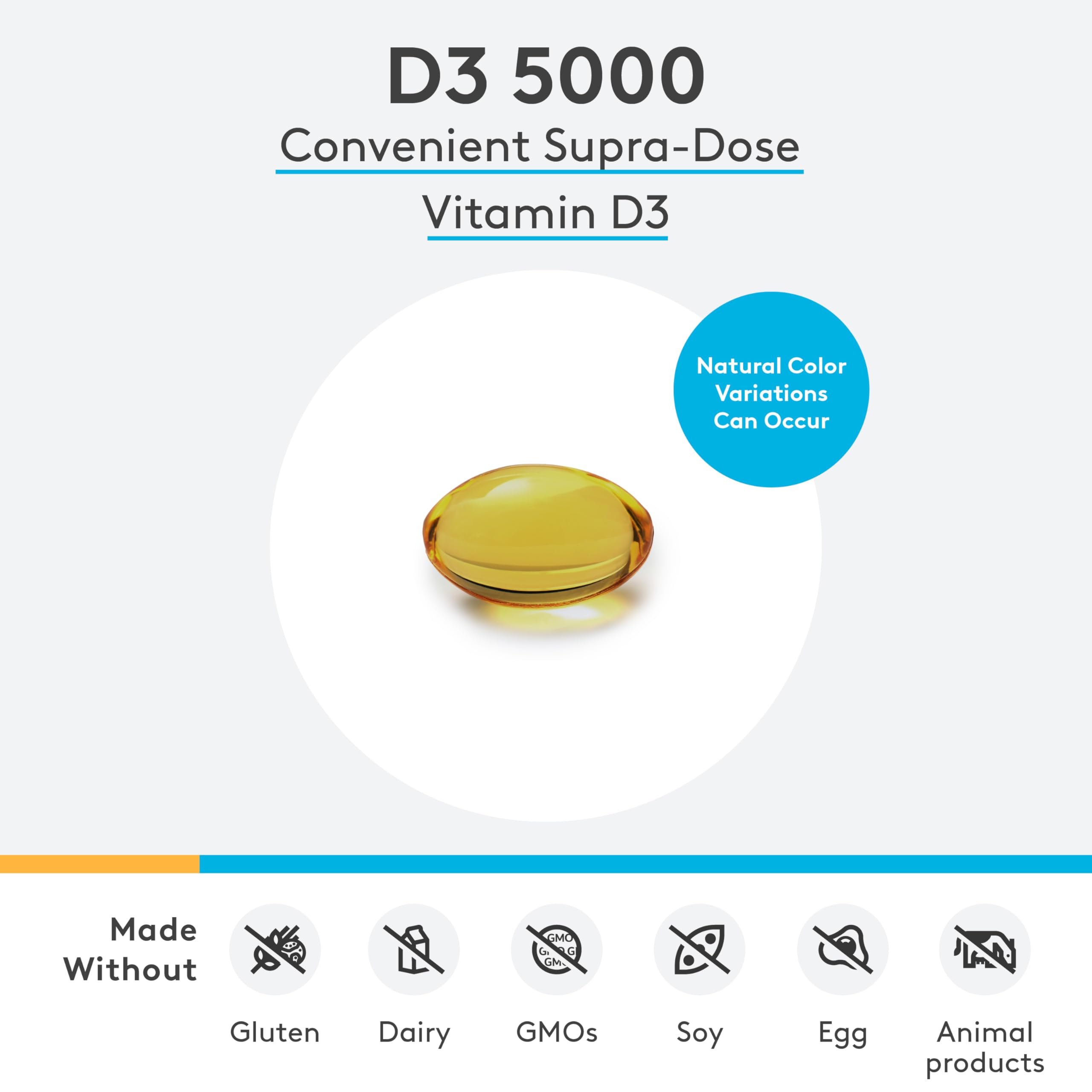 XYMOGEN D3 5000 – Bioavailable Vitamin D3 5000 IU (125 mcg) – 180 Softgels