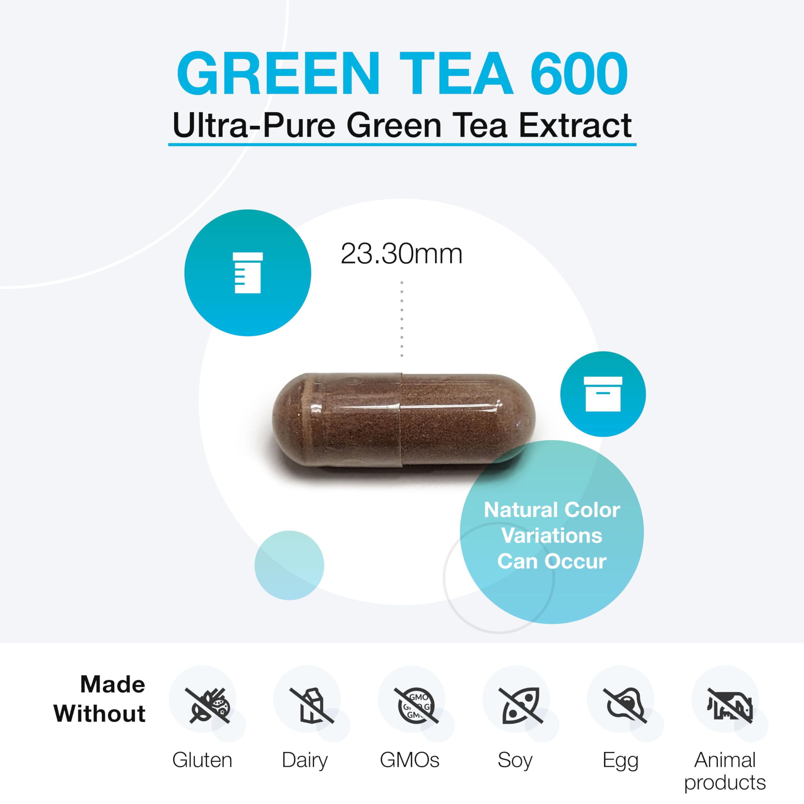 XYMOGEN Green Tea 600 - Ultra Pure Green Tea Extract Capsules - Immune Support, Heart & Brain Health | Gluten Free, Vegan, Non-GMO | 60 Capsules
