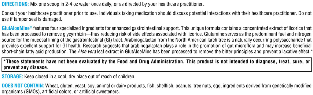 XYMOGEN GlutAloeMine Powder – 3000 mg L-Glutamine + Aloe, DGL Licorice & Arabinogalactan for GI Health (6.1 oz)