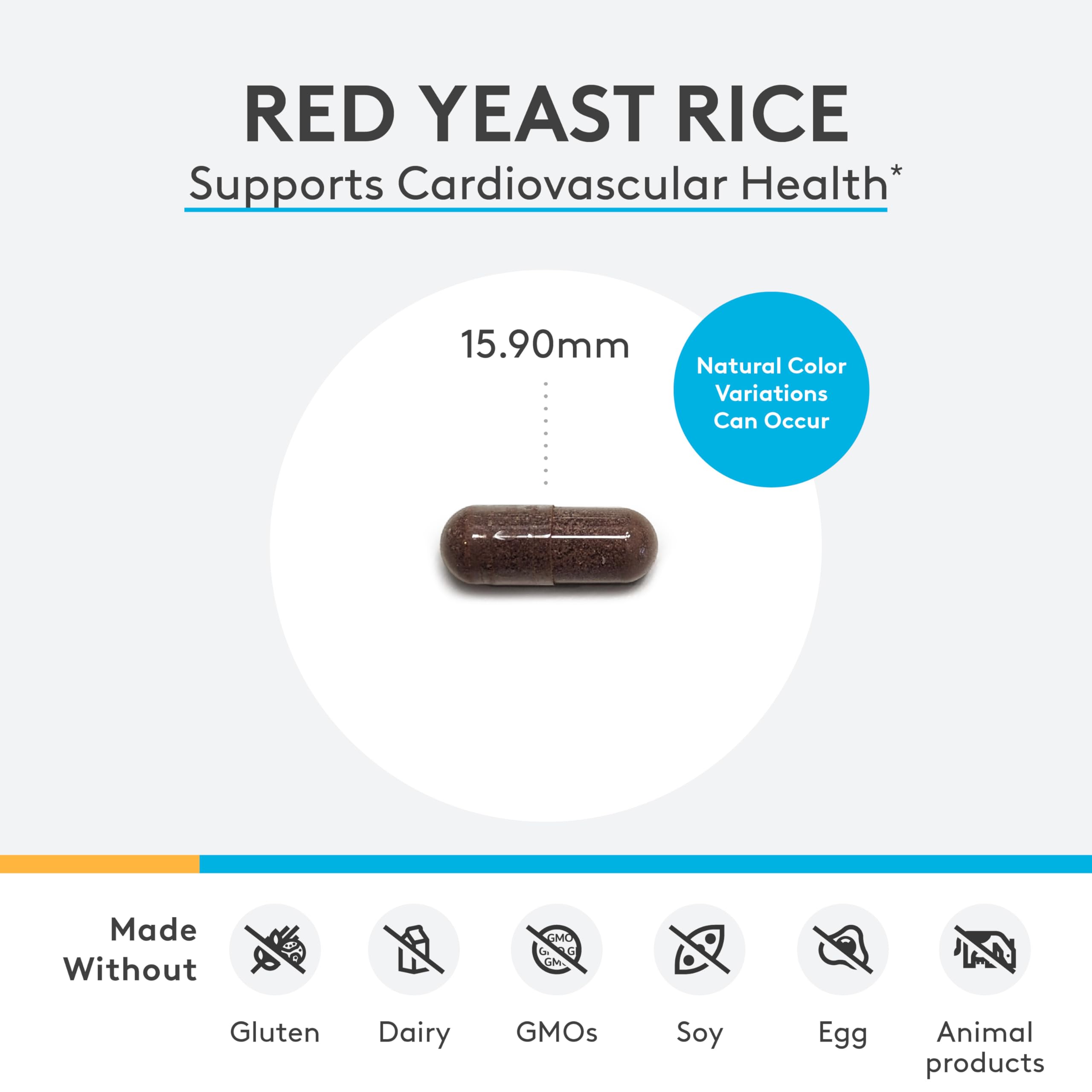 XYMOGEN Red Yeast Rice - Non-GMO Red Yeast Rice Supplement to Help Maintain Already Healthy Blood Lipid + Cholesterol Levels - Cardiovascular Support - Tested Citrinin-Free (30 Capsules)
