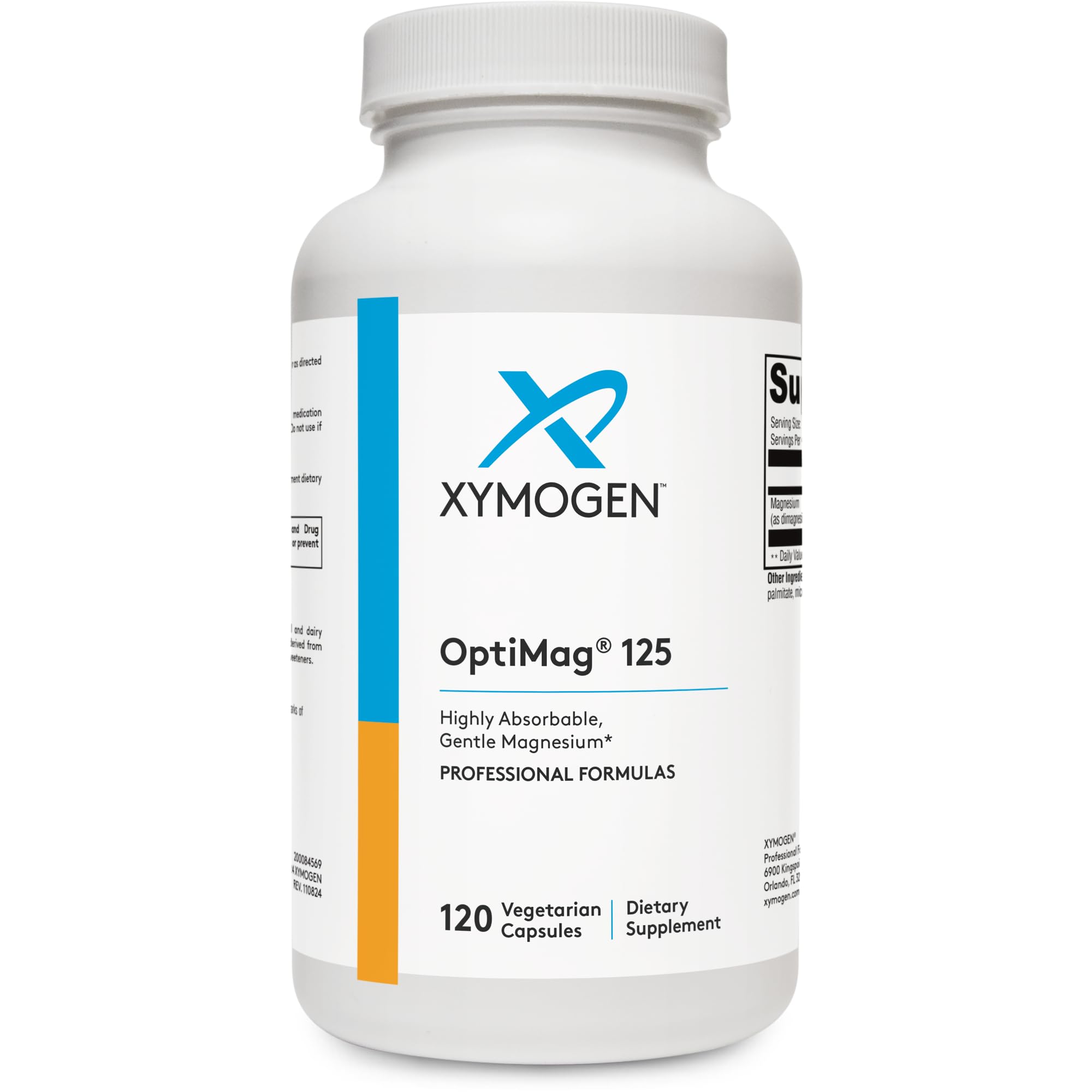 XYMOGEN OptiMag 125 – High-Absorption Magnesium with Chelated Glycinate & Malate (120 Capsules)
