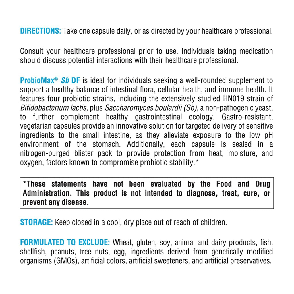 XYMOGEN ProbioMax Sb 35B – 35 Billion CFU Probiotic with HN019 & Saccharomyces boulardii | 30 Vegetarian Capsules