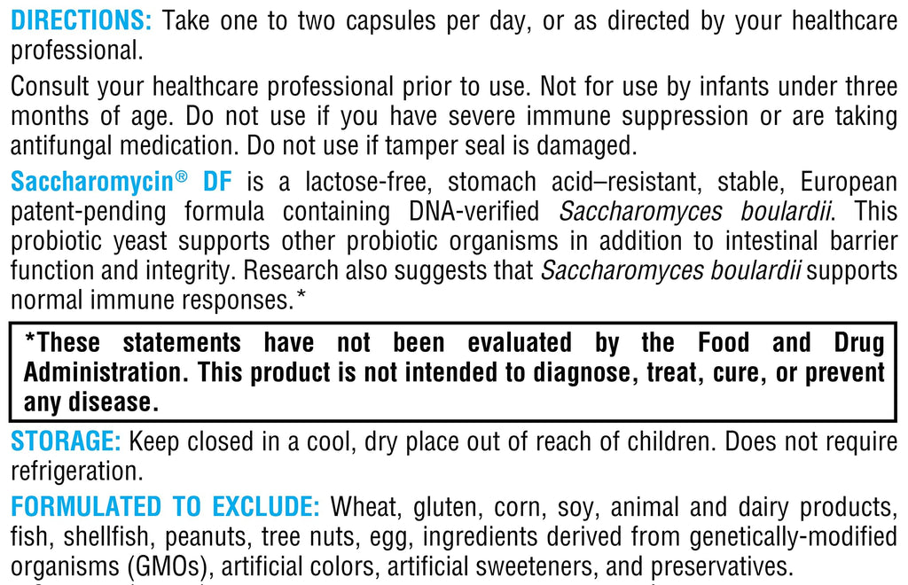 XYMOGEN Saccharomycin 10B - Stomach Acid-Resistant DNA-Verified Saccharomyces boulardii | Dairy Free Probiotic for Gut Support & Immune Health - 60 Capsules