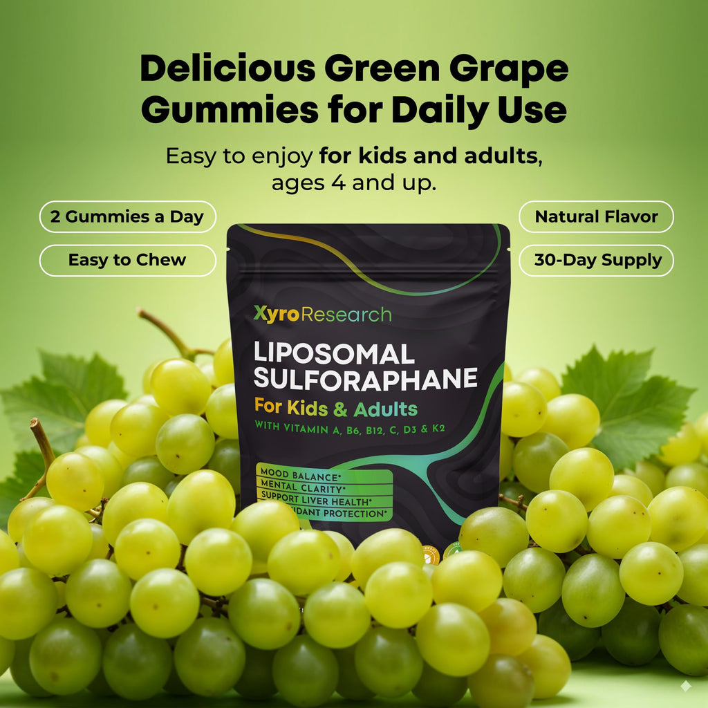 Xyro Research Liposomal Sulforaphane Gummies – 150mg Broccoli Sprout Extract | Vegan, Non-GMO, Sugar-Free