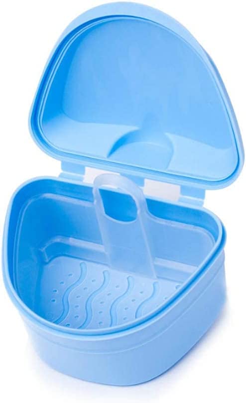 Y-Kelin Denture Cleaner Kit – Denture Cleaning Box and Dual-Head Brush (Blue)