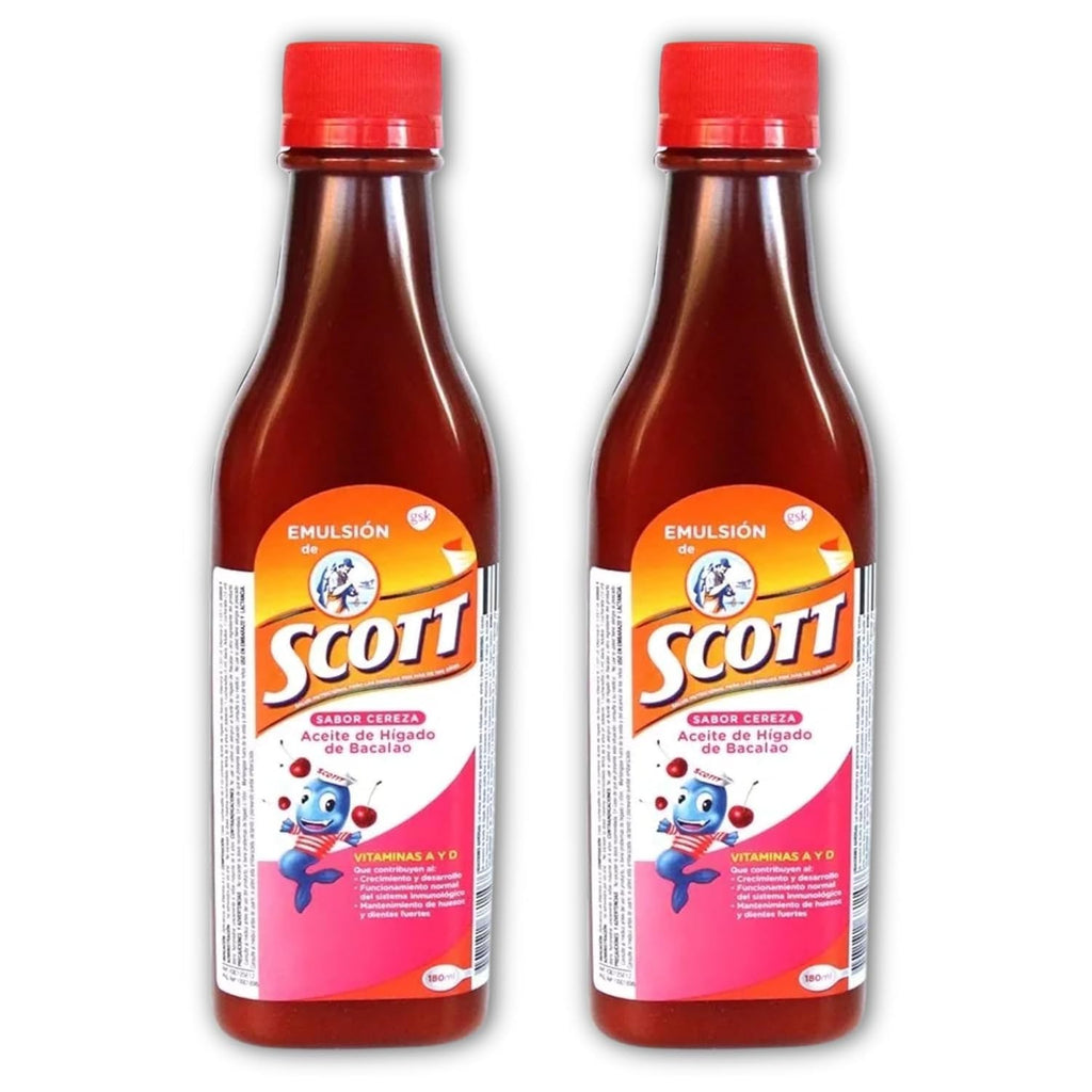 Yahve Cherry Flavored Cod Liver Oil Emulsion – 2 Pack (6.1 fl oz / 180 ml) – Vitamin A & Calcium for Kids